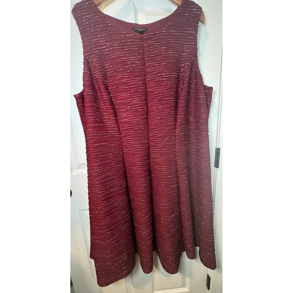 Lane Bryant Sleeveless Dress EUC Red Silver Shimmer Christmas 22/24 Glitter